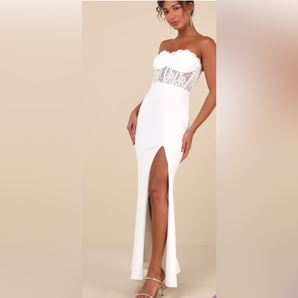 Lulus Elegant White Strapless Dress